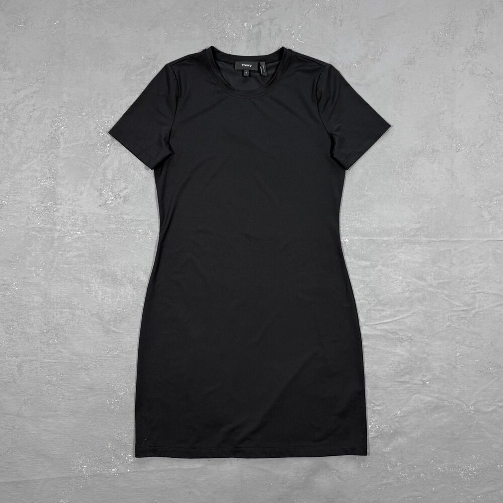 Theory Cherry B2 Black Travel Jersey Dress Women's Petite